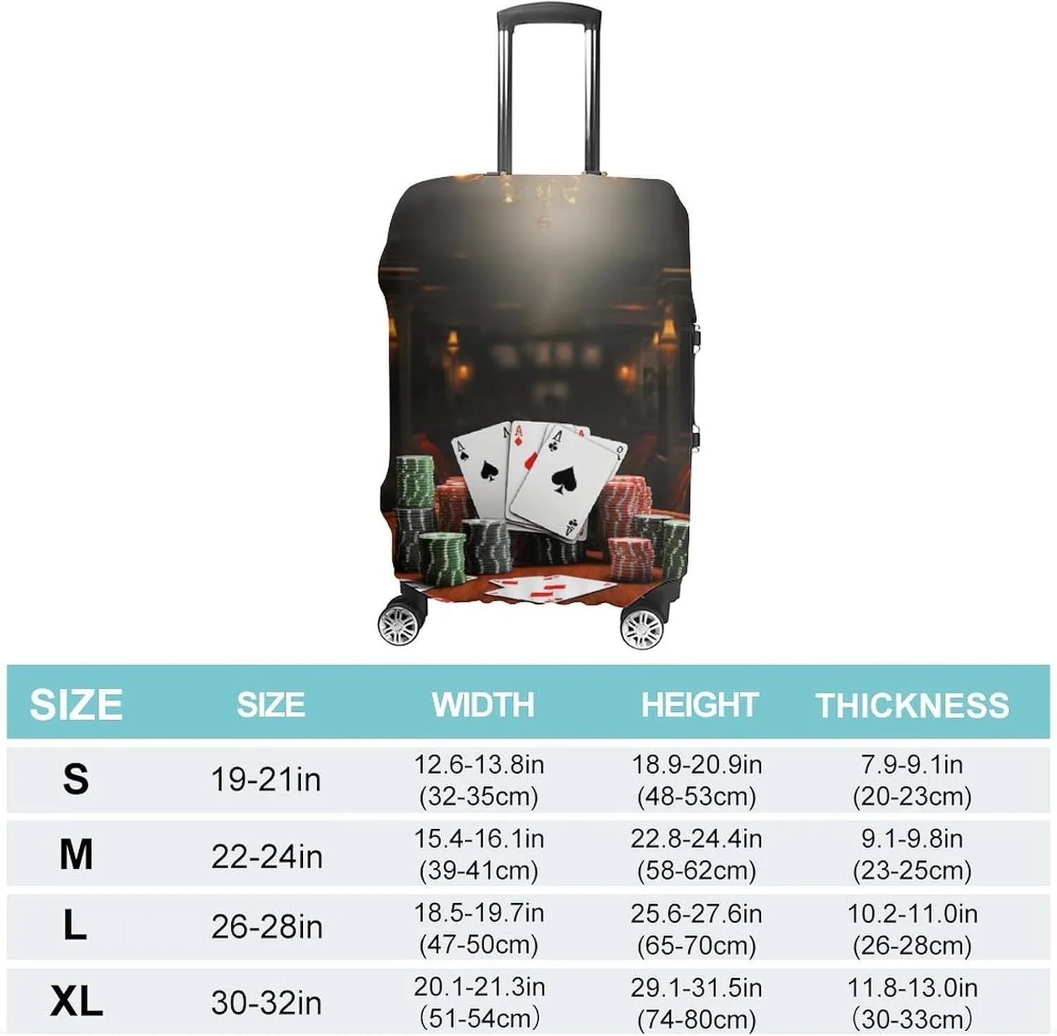 Suitcase Covers for Luggage Poker Tournament Fashion Luggage Cover Washable Protector Waterproof Suitcase Cover Anti-scratch Travel Suitcases Covers Case for 19-32 Inch Luggages L