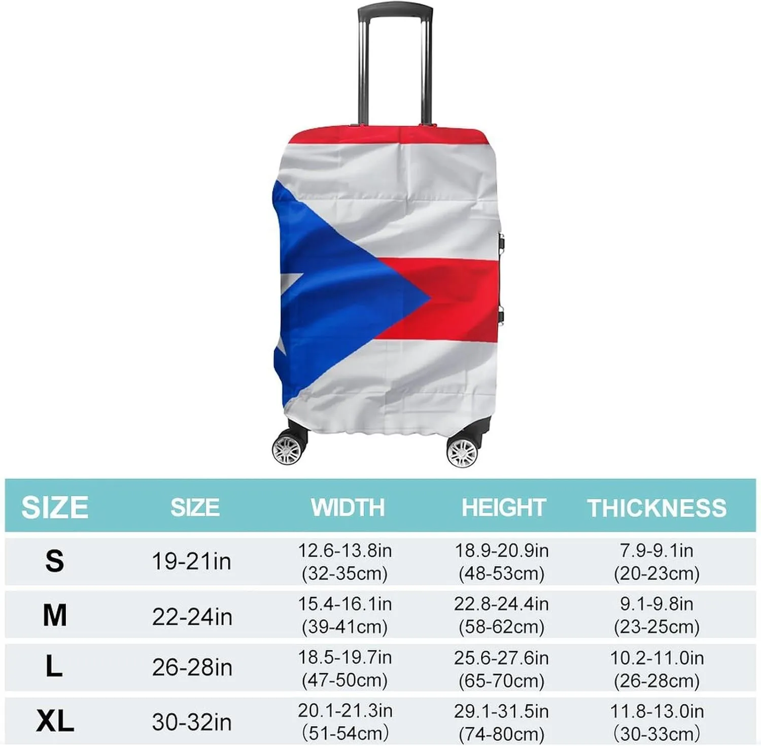 Suitcase Covers for Luggage Puerto Rico Flag Fashion Luggage Cover Washable Protector Waterproof Suitcase Cover Anti-scratch Travel Suitcases Covers Case for 19-32 Inch Luggages XL