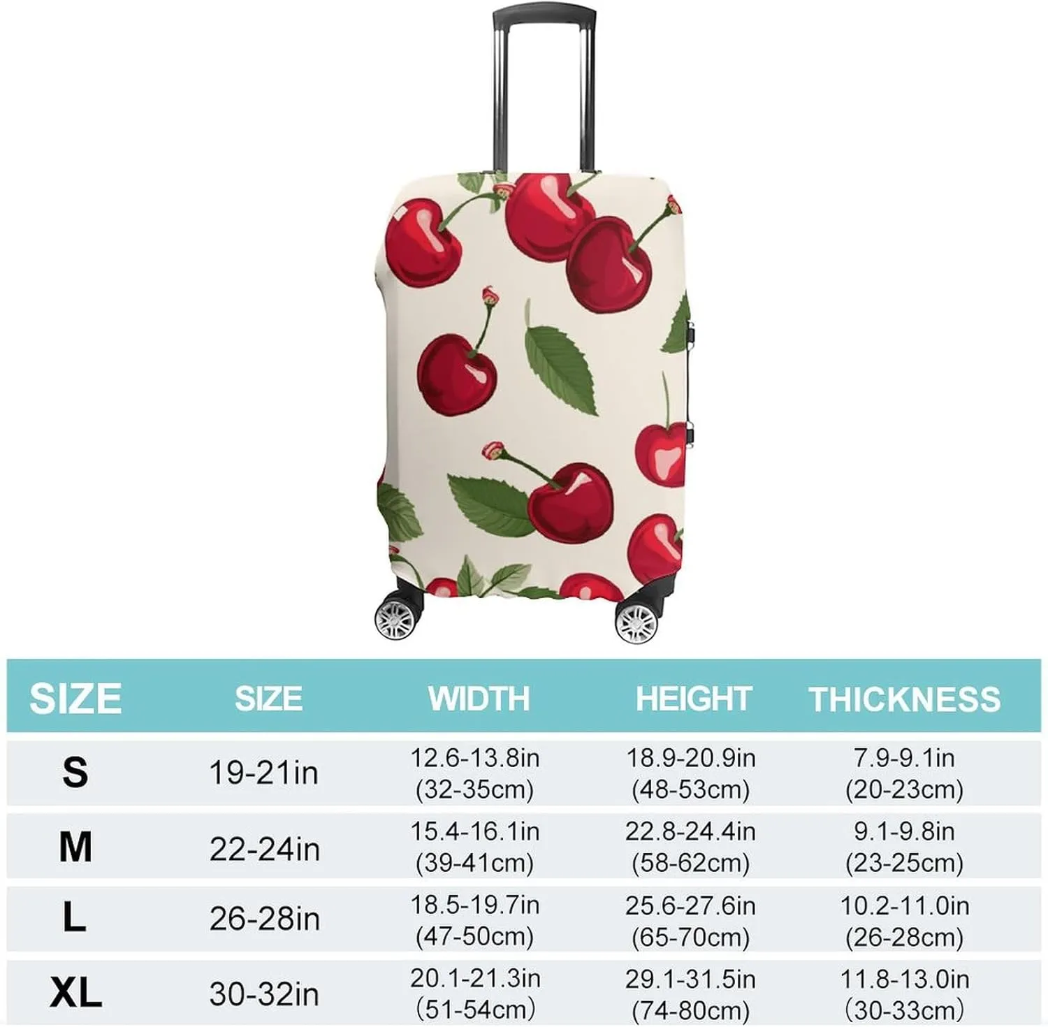 Suitcase Covers for Luggage Red Cherry Pattern Fashion Luggage Cover Washable Protector Waterproof Suitcase Cover Anti-scratch Travel Suitcases Covers Case for 19-32 Inch Luggages XL