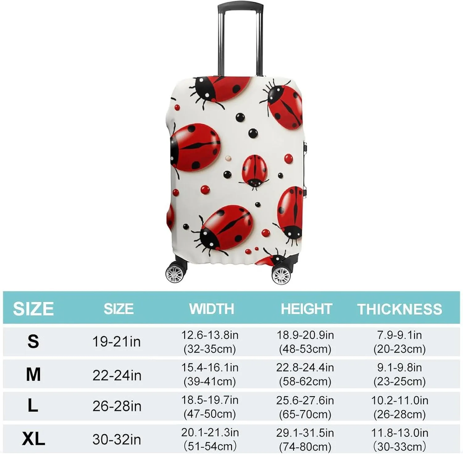 Suitcase Covers for Luggage Red Ladybug Fashion Luggage Cover Washable Protector Waterproof Suitcase Cover Anti-scratch Travel Suitcases Covers Case for 19-32 Inch Luggages M