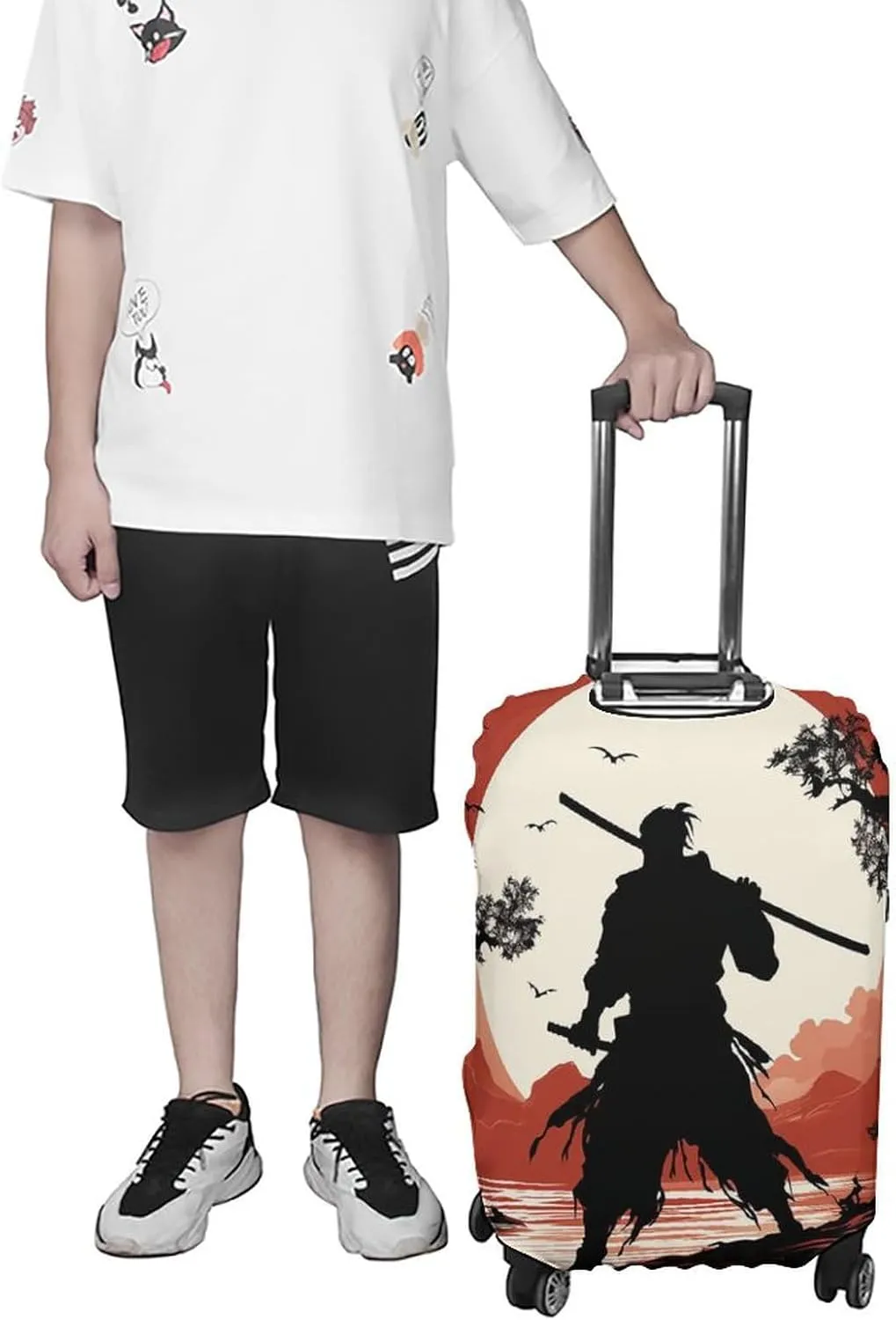 Suitcase Covers for Luggage Samurai Fashion Luggage Cover Washable Protector Waterproof Suitcase Cover Anti-scratch Travel Suitcases Covers Case for 19-32 Inch Luggages XL