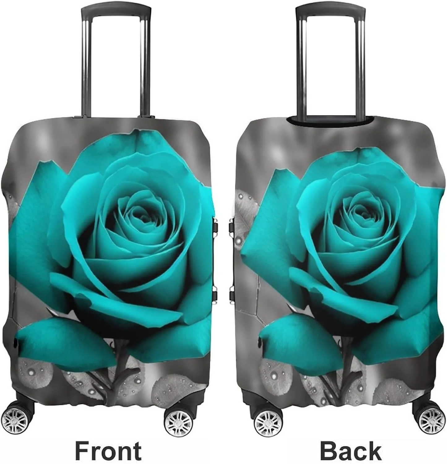 Suitcase Covers for Luggage Teal Grey Rose Fashion Luggage Cover Washable Protector Waterproof Suitcase Cover Anti-scratch Travel Suitcases Covers Case for 19-32 Inch Luggages XL