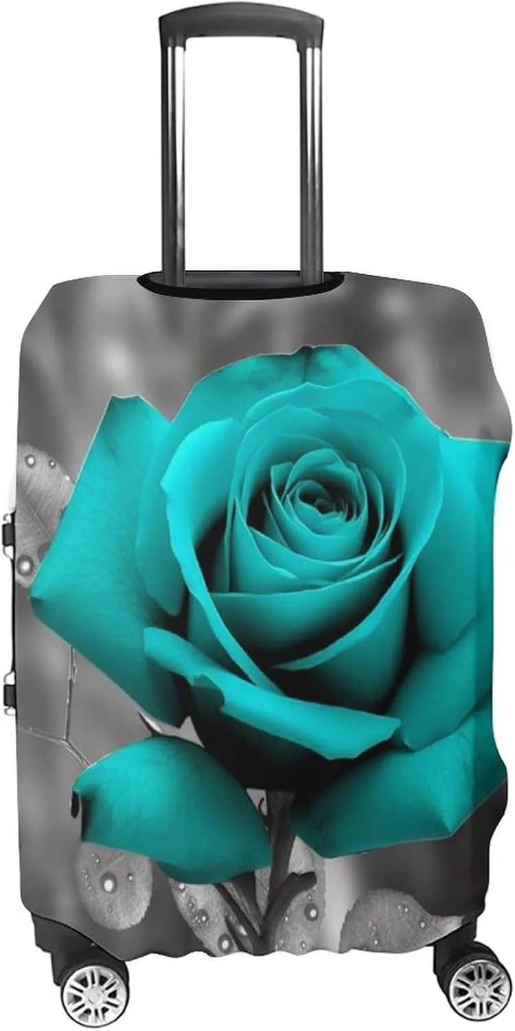 Suitcase Covers for Luggage Teal Grey Rose Fashion Luggage Cover Washable Protector Waterproof Suitcase Cover Anti-scratch Travel Suitcases Covers Case for 19-32 Inch Luggages XL