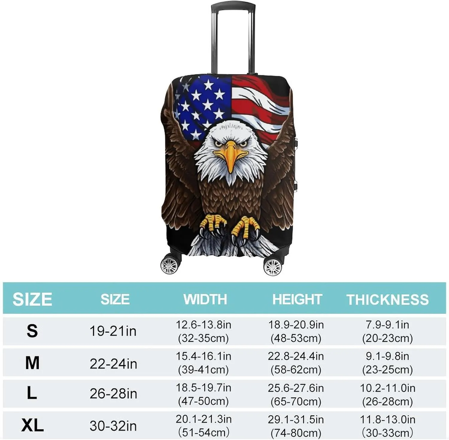 Suitcase Covers for Luggage USA Flag Patriotic Eagle Fashion Luggage Cover Washable Protector Waterproof Suitcase Cover Anti-scratch Travel Suitcases Covers Case for 19-32 Inch Luggages L