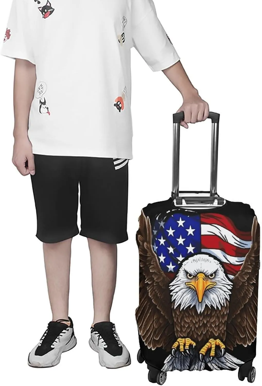 Suitcase Covers for Luggage USA Flag Patriotic Eagle Fashion Luggage Cover Washable Protector Waterproof Suitcase Cover Anti-scratch Travel Suitcases Covers Case for 19-32 Inch Luggages L