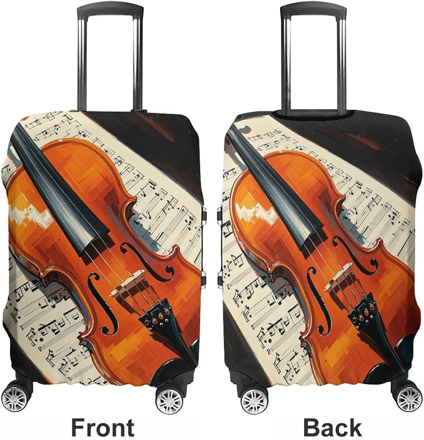 Suitcase Covers for Luggage Violin Sheet Music Fashion Luggage Cover Washable Protector Waterproof Suitcase Cover Anti-scratch Travel Suitcases Covers Case for 19-32 Inch Luggages M