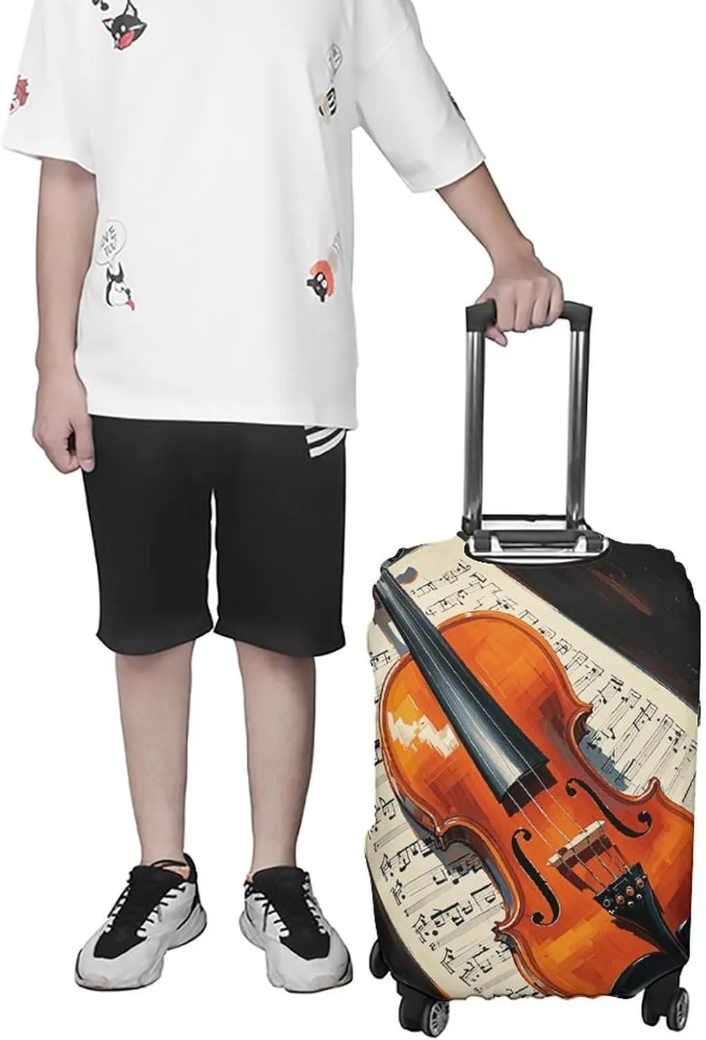 Suitcase Covers for Luggage Violin Sheet Music Fashion Luggage Cover Washable Protector Waterproof Suitcase Cover Anti-scratch Travel Suitcases Covers Case for 19-32 Inch Luggages M