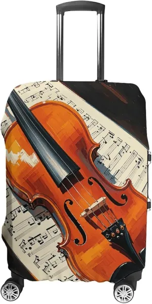 Suitcase Covers for Luggage Violin Sheet Music Fashion Luggage Cover Washable Protector Waterproof Suitcase Cover Anti-scratch Travel Suitcases Covers Case for 19-32 Inch Luggages M