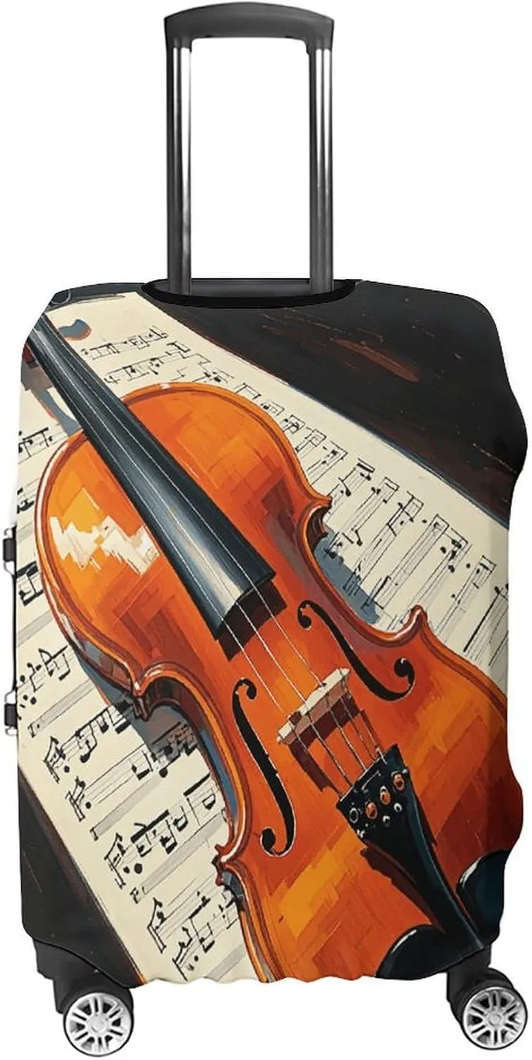 Suitcase Covers for Luggage Violin Sheet Music Fashion Luggage Cover Washable Protector Waterproof Suitcase Cover Anti-scratch Travel Suitcases Covers Case for 19-32 Inch Luggages M