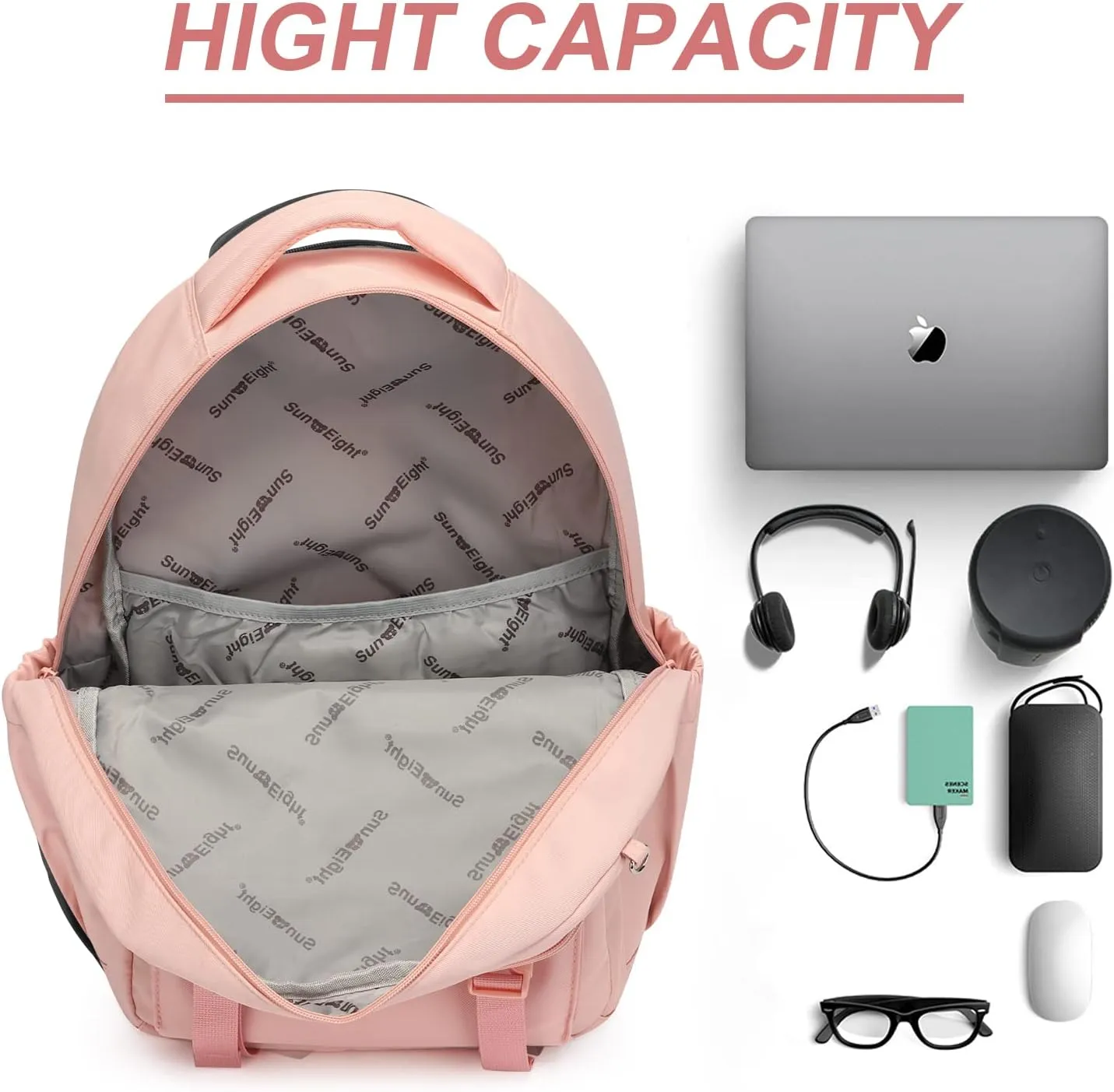 SUN EIGHT 35L School Backpack for Teen Girls Kids Bookbags Elementary Middle School Laptop Bags Women Travel Daypacks(Pink)