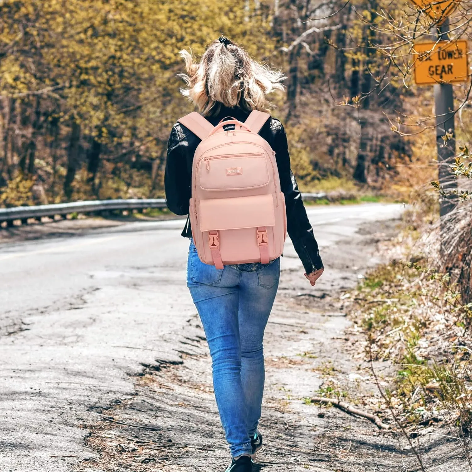 SUN EIGHT 35L School Backpack for Teen Girls Kids Bookbags Elementary Middle School Laptop Bags Women Travel Daypacks(Pink)