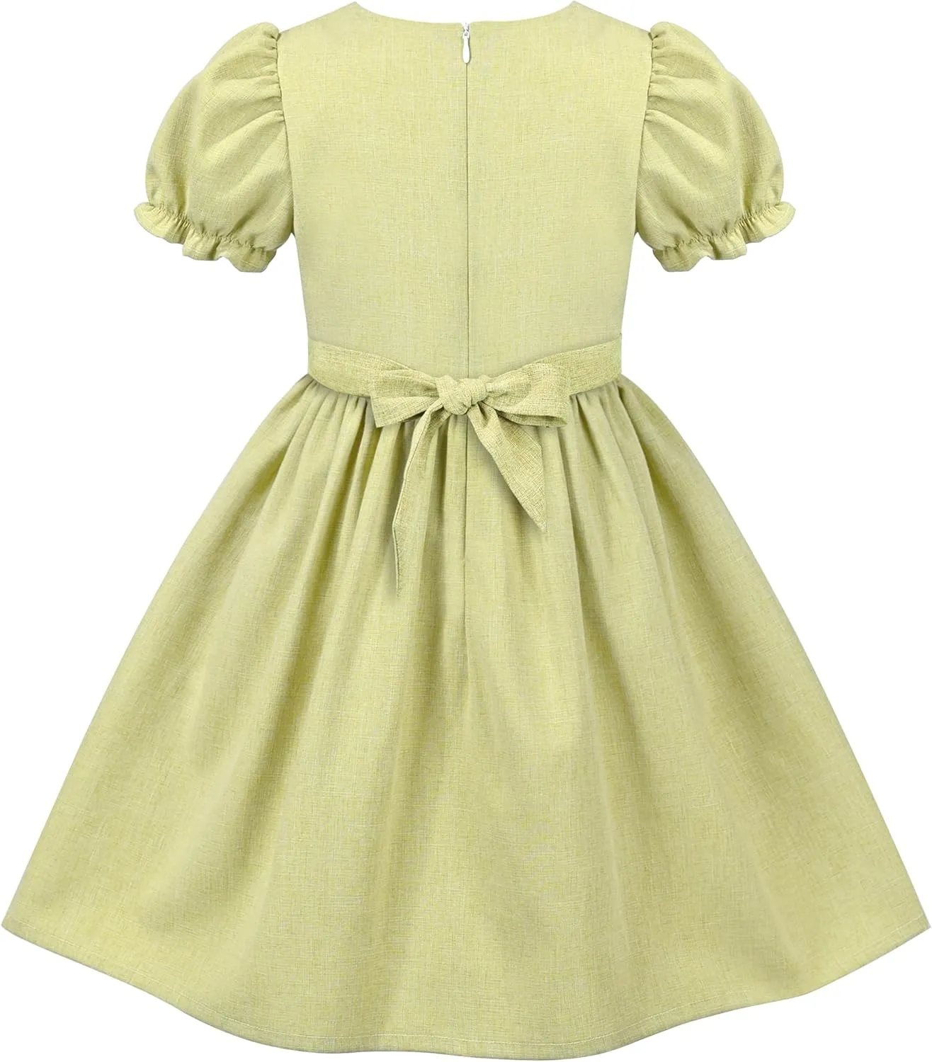 Sunny Fashion Girls Dress Beige Short Sleeve Collar Button Front School Uniform