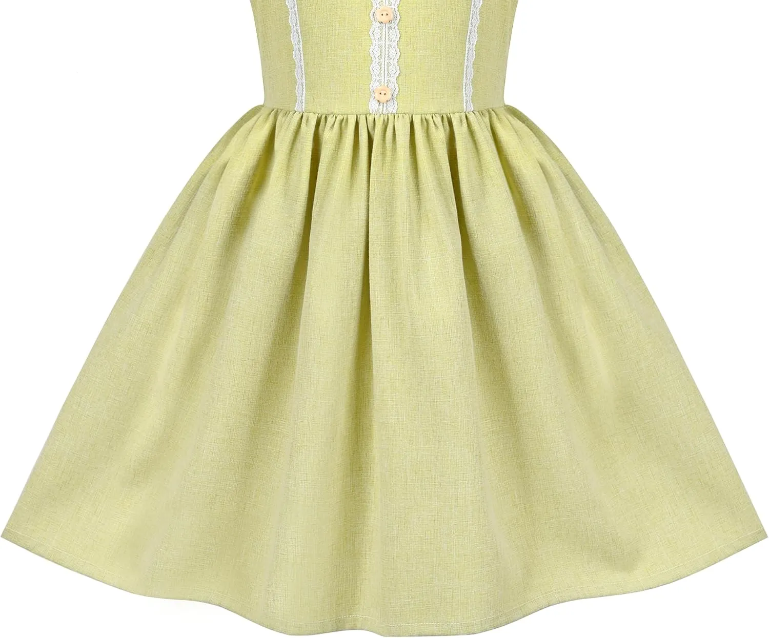 Sunny Fashion Girls Dress Beige Short Sleeve Collar Button Front School Uniform