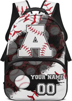 Suobstales Baseball Paint Splatter Print School Backpack Custom Name Number 17" Backpack for Kids Boys, Lightweight Cool Bookbag Gifts for Kindergarten Primary, Personalized Back to School Essentials