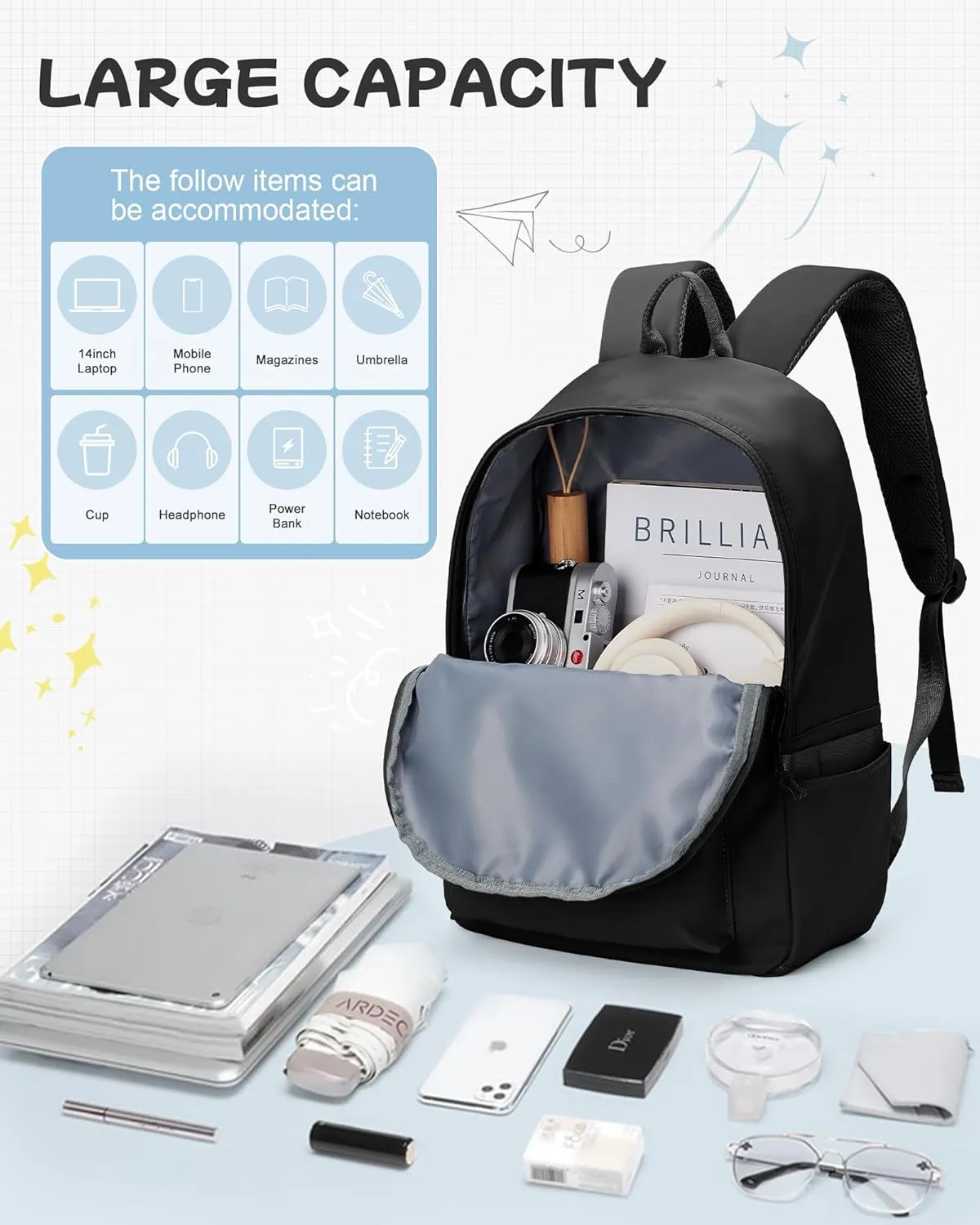 suradar School Backpack Middle High School Students Bookbag for Teens Girls Boy College Backpack for Women Men Casual Daypack