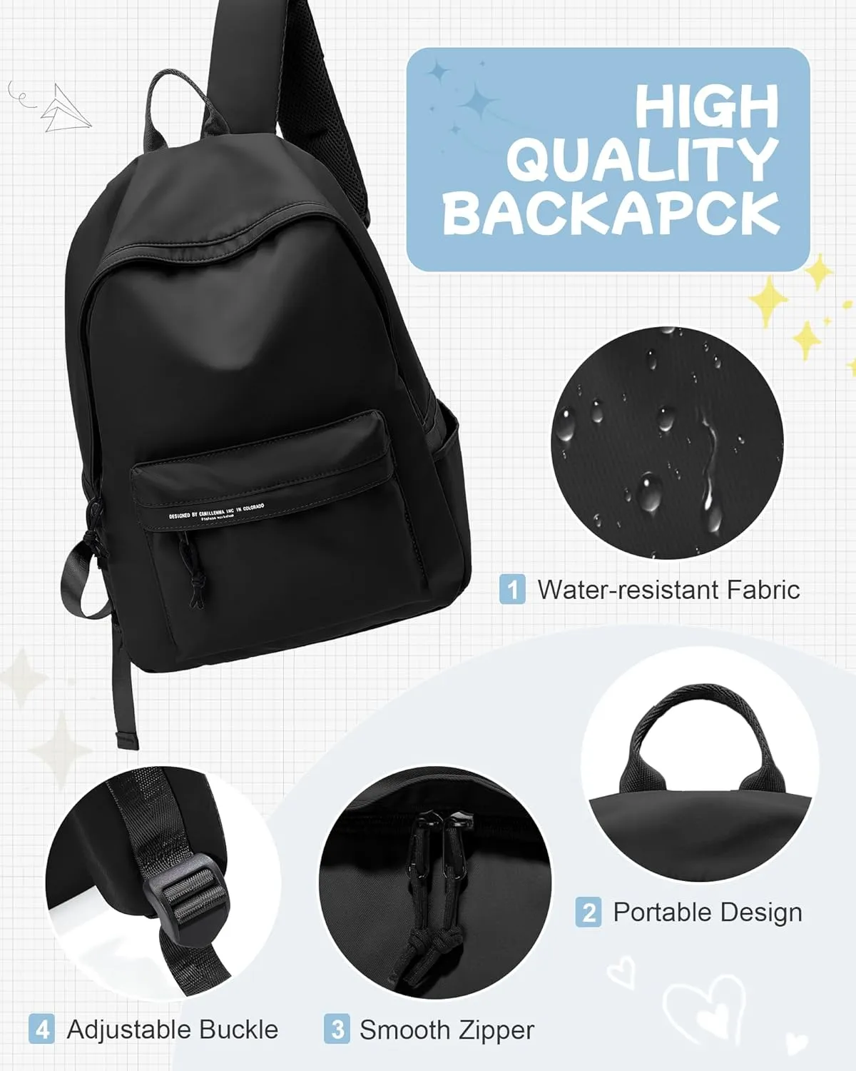 suradar School Backpack Middle High School Students Bookbag for Teens Girls Boy College Backpack for Women Men Casual Daypack