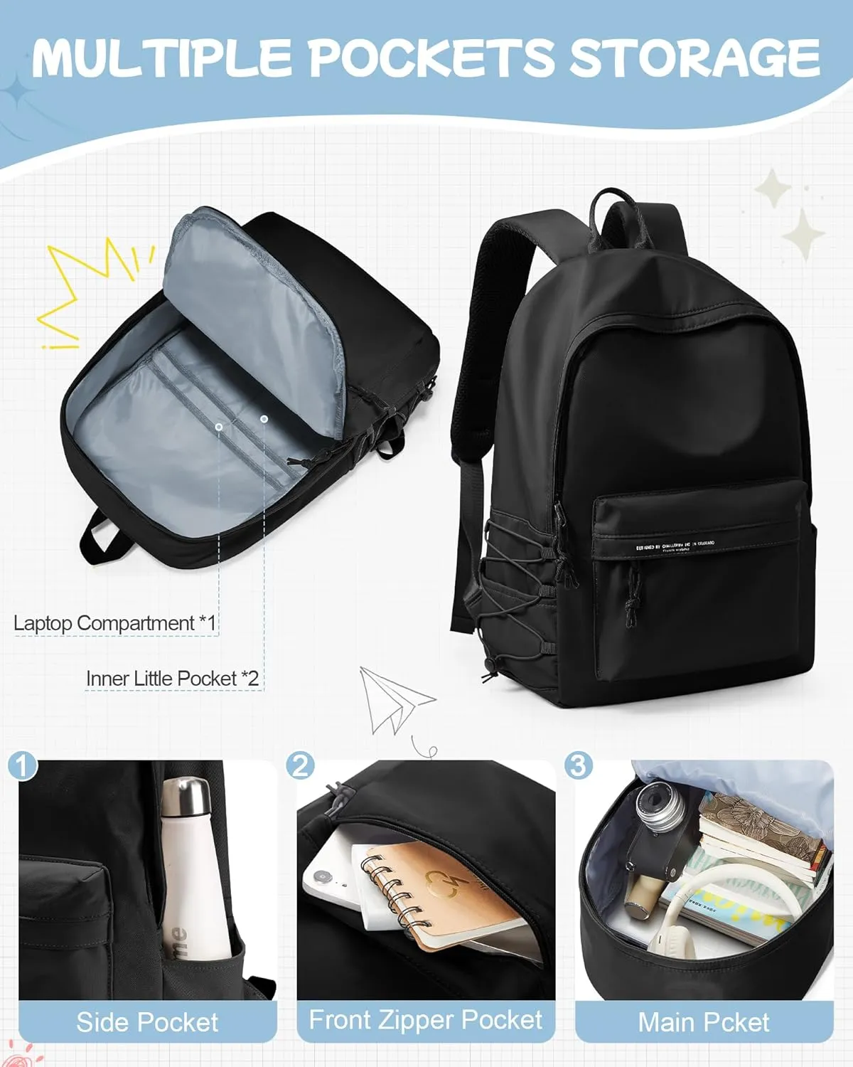 suradar School Backpack Middle High School Students Bookbag for Teens Girls Boy College Backpack for Women Men Casual Daypack