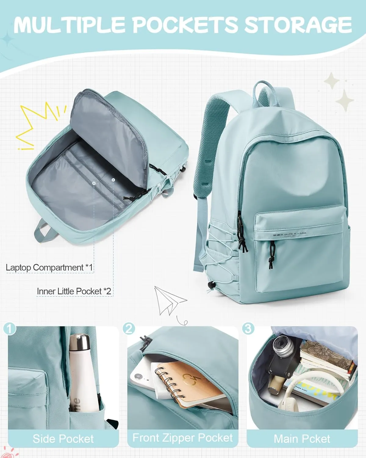 suradar School Backpack Middle High School Students Bookbag for Teens Girls Boy College Backpack for Women Men Casual Daypack