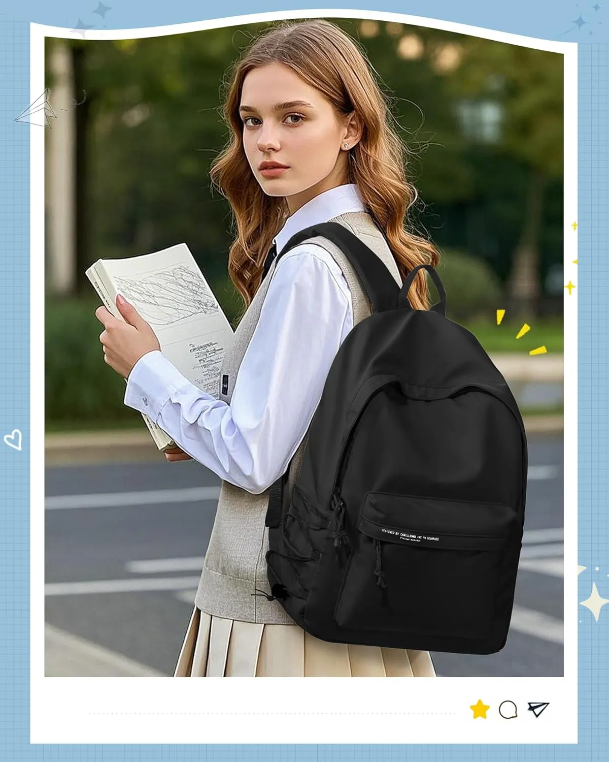 suradar School Backpack Middle High School Students Bookbag for Teens Girls Boy College Backpack for Women Men Casual Daypack