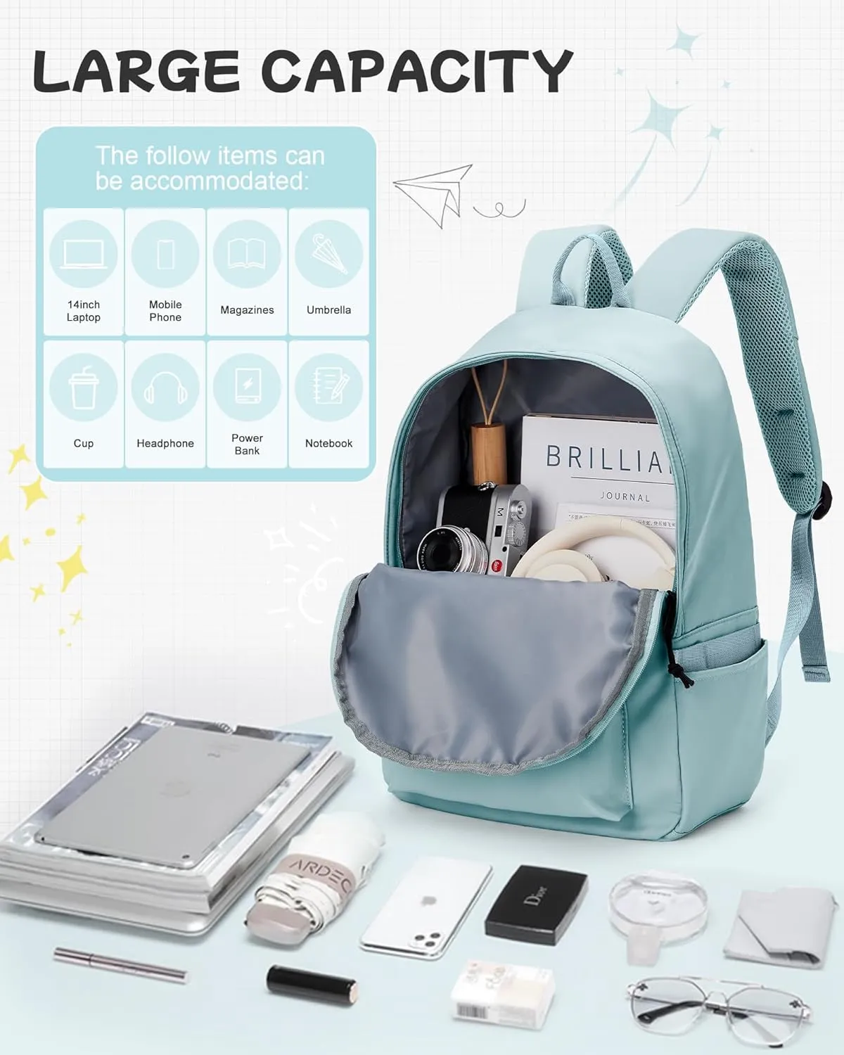 suradar School Backpack Middle High School Students Bookbag for Teens Girls Boy College Backpack for Women Men Casual Daypack
