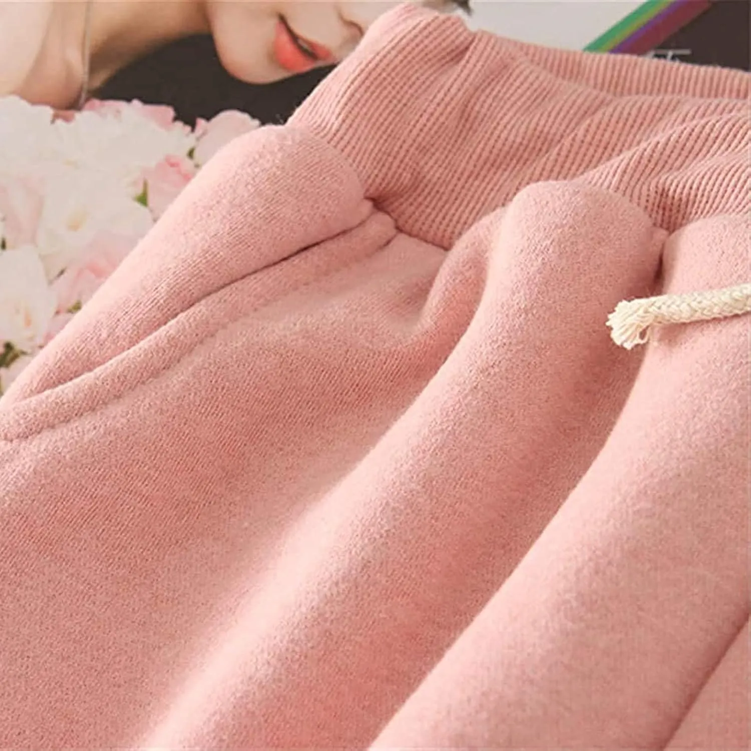 Sweatpants Women Sherpa Lined Winter Warm Fleece Joggers Casual Comfy Thermal Outdoor Athletic Trousers with Pockets