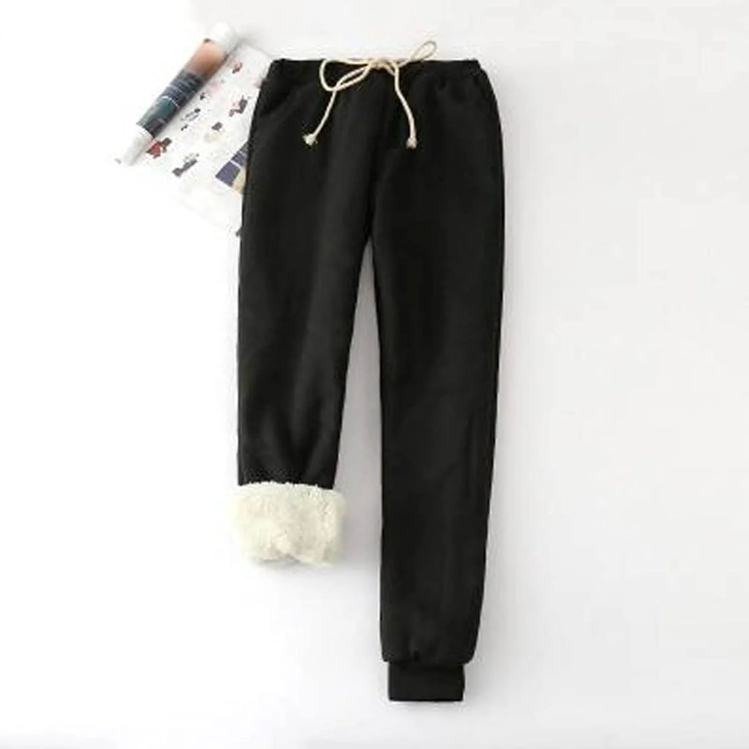 Sweatpants Women Sherpa Lined Winter Warm Fleece Joggers Casual Comfy Thermal Outdoor Athletic Trousers with Pockets