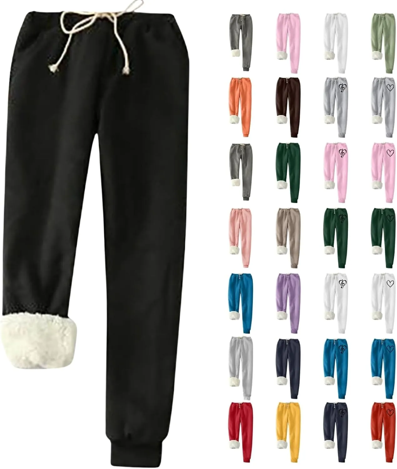 Sweatpants Women Sherpa Lined Winter Warm Fleece Joggers Casual Comfy Thermal Outdoor Athletic Trousers with Pockets