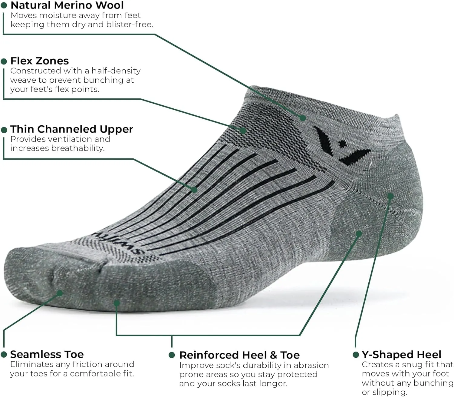 Swiftwick- PURSUIT Crew Hiking & Cycling Crew Socks, Durable, Merino Wool