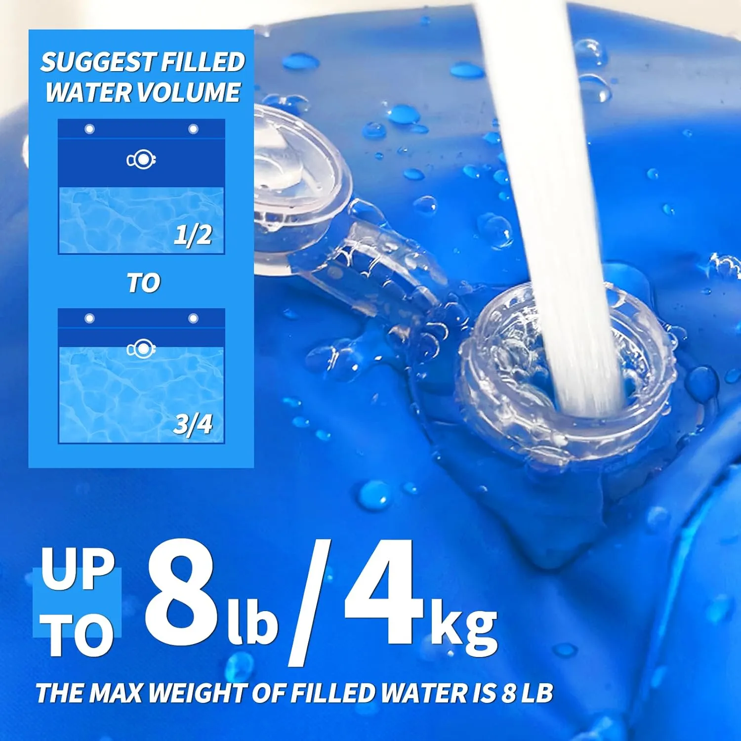 Swimming Pool Cover Hanging Water Weigh Bags with Hooks 8 Pack 0.4 mm PVC Weigh Bags for Above Ground Pool, Heavy Duty Weights Water Bag for Pool Cover Winter Winterizing Closing Kit, 11.5″L×11.5″W