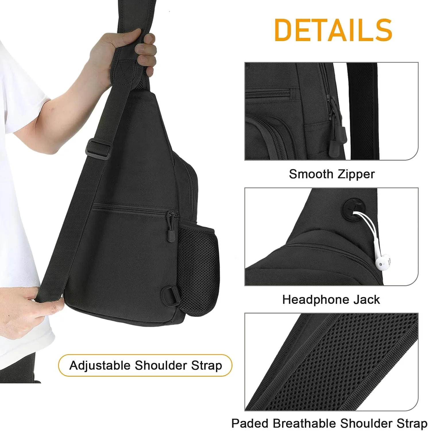 Tactical Military Chest Sling Bag Water Resistant MOLLE Shoulder Backpack Mens One Strap Daypack with Water Bottle Holder (Brown-Large)