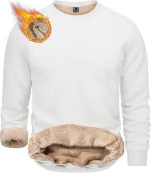 TACVASEN Men's Crewneck Sweatshirt Warm Sherpa Lined Sweatshirts Heavyweight Long Sleeve Underwear Winter Fleece Pullover
