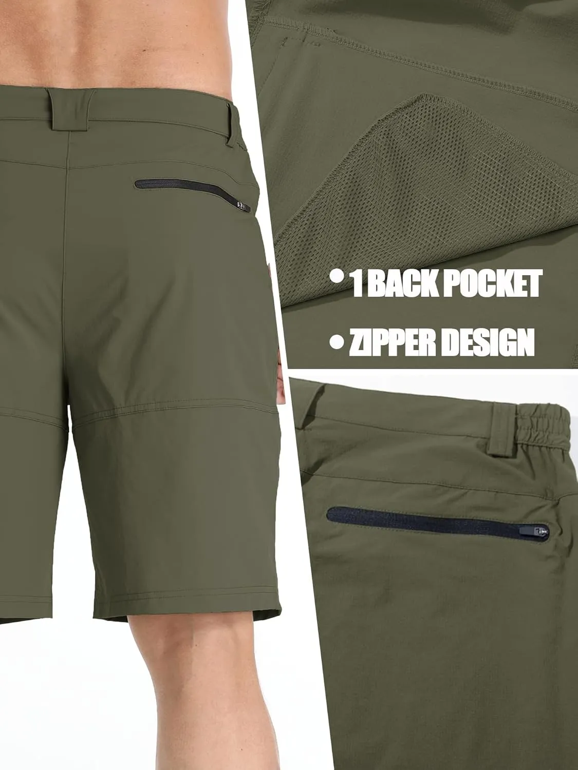 TACVASEN Men's Summer Outdoor Shorts Quick Dry Cargo Casual Work Hiking Shorts (NO Belt)