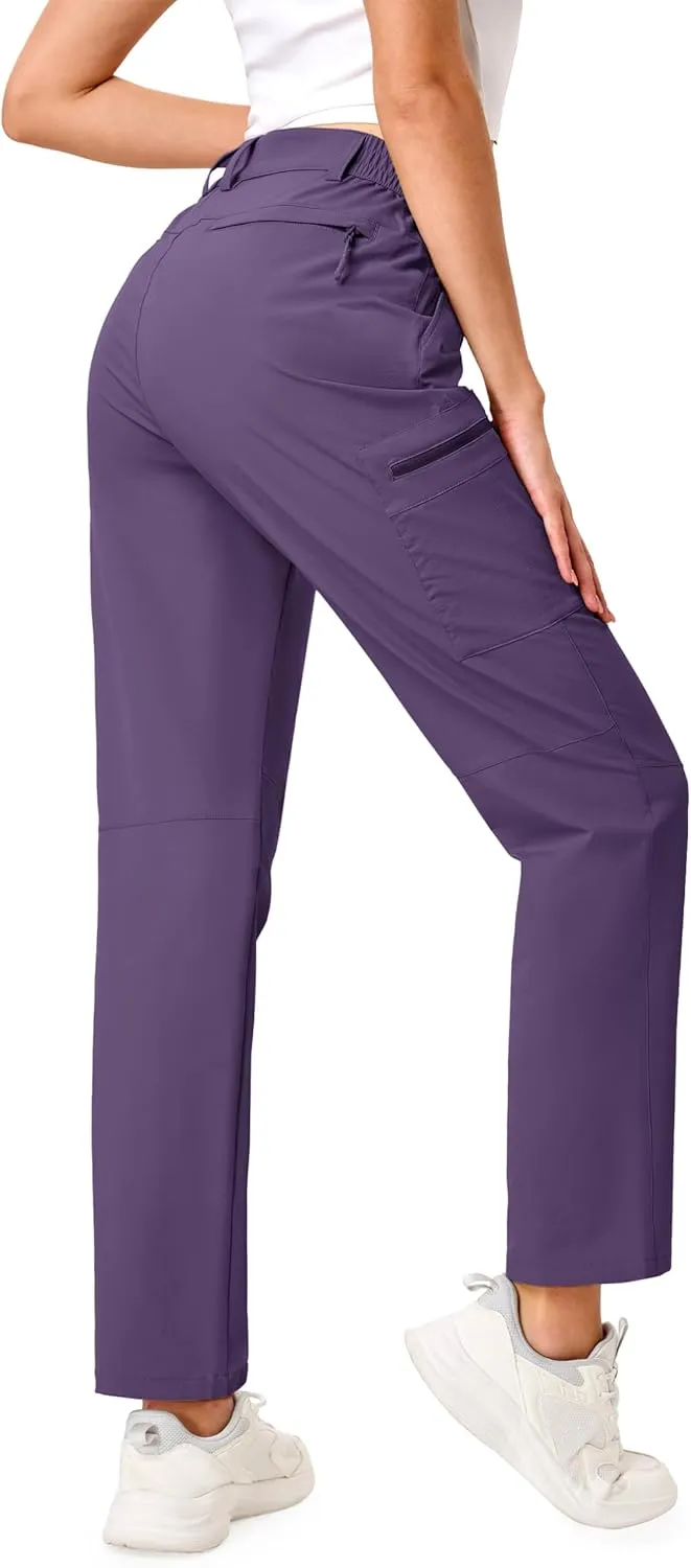 TACVASEN Women's Hiking Cargo Pants Lightweight Water Resistant Quick Dry Outdoor Work Mountain Trouser Zipper Pockets
