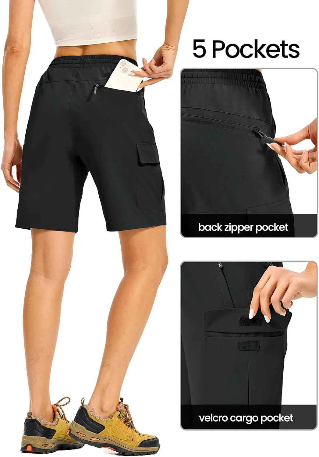 TBMPOY Women's Hiking Cargo Shorts 8.5" Lightweight Quick-Dry Water Resistant Athletic Shorts with Zipper Pockets