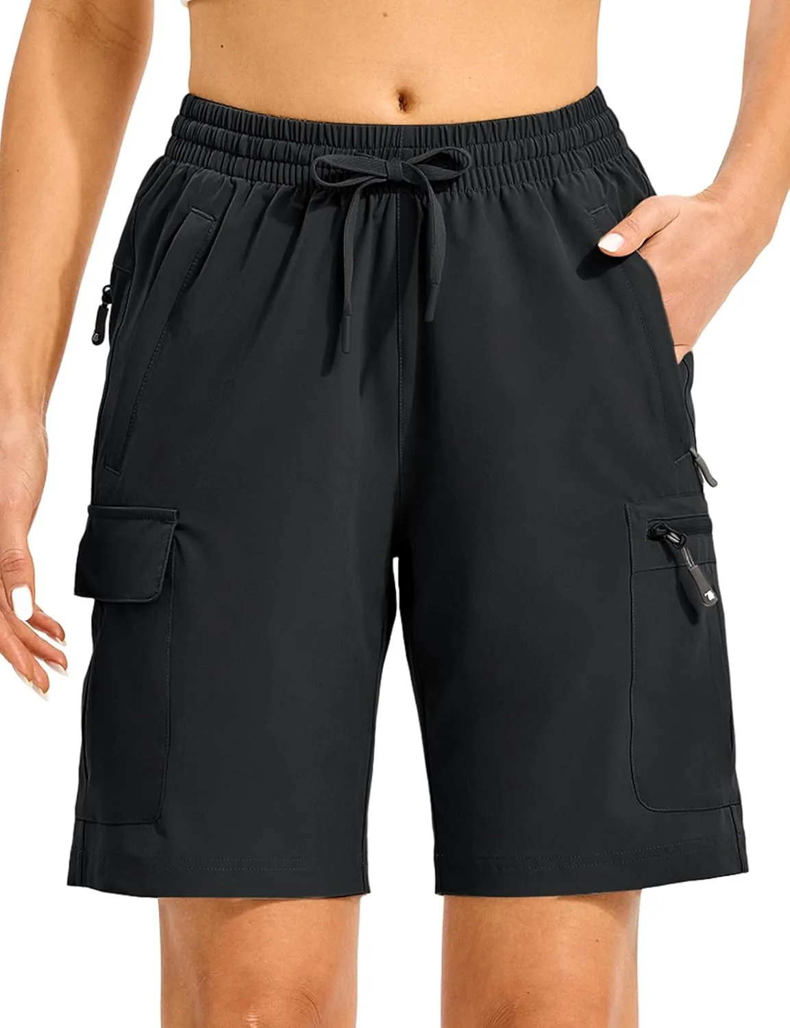 TBMPOY Women's Hiking Cargo Shorts 8.5" Lightweight Quick-Dry Water Resistant Athletic Shorts with Zipper Pockets