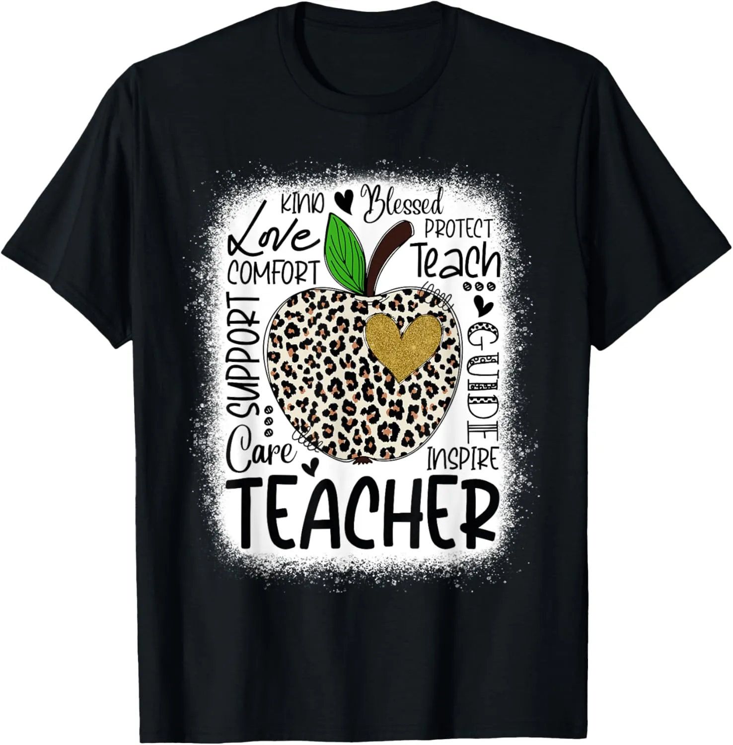 Teach Love Inspire Teacher Life Leopard Apple Teacher's Day T-Shirt