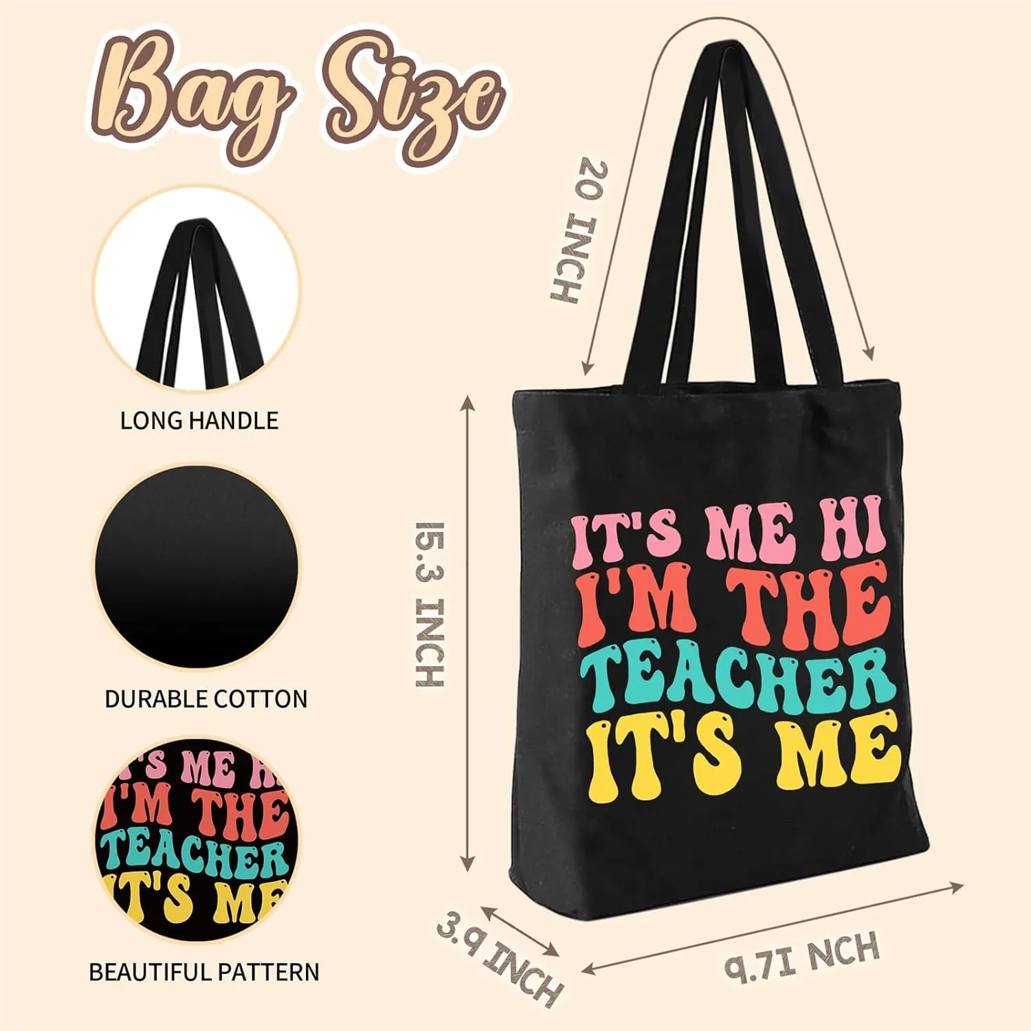 Teacher Canvas Bag Teacher Gifts for Women Christmas Appreciation Thank You Gifts Teacher Reusable Grocery Bag