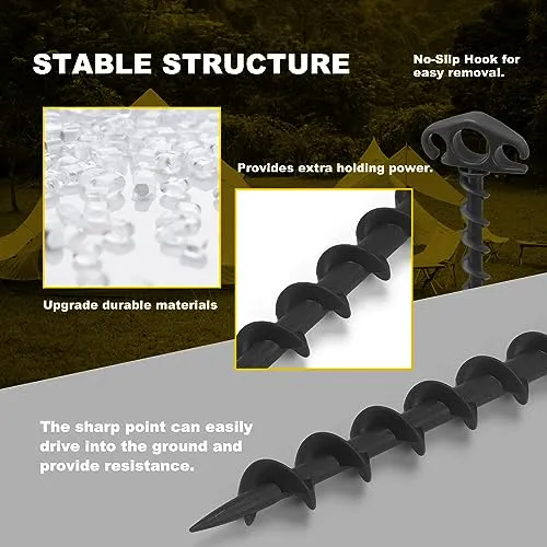 Tent Stakes Sand Stakes for Beach Tent-6pcs Spiral Anchor Stakes 9.4"