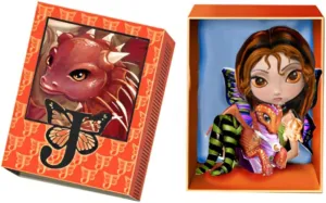 The Ashton-Drake Galleries Amber Dragon Fairy Figurine Doll with Matchbox Home from The Dragonling Darlings Collection Issue #2 by Fantasy Artist Jasmine Becket-Griffith 3-inches