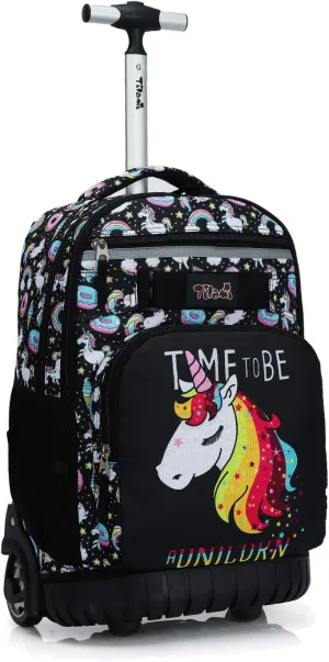 Tilami Rolling Backpack 18 inch Wheeled Backpack School College Student Travel Trip Boys and Girls