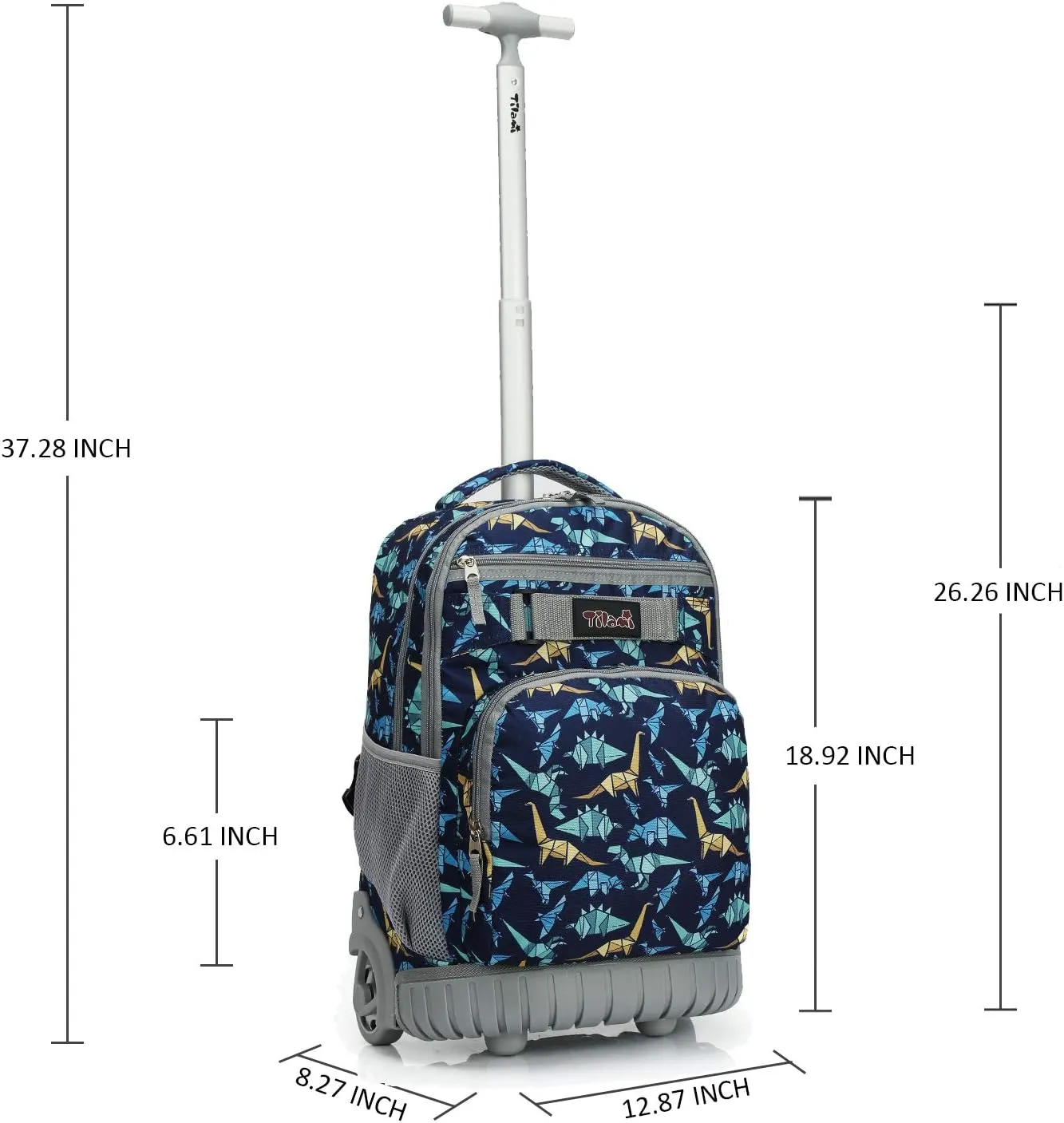 Tilami Rolling Backpack 18 inch Wheeled Backpack School College Student Travel Trip Boys and Girls