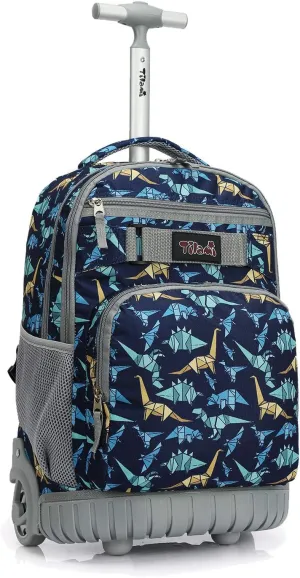 Tilami Rolling Backpack 18 inch Wheeled Backpack School College Student Travel Trip Boys and Girls