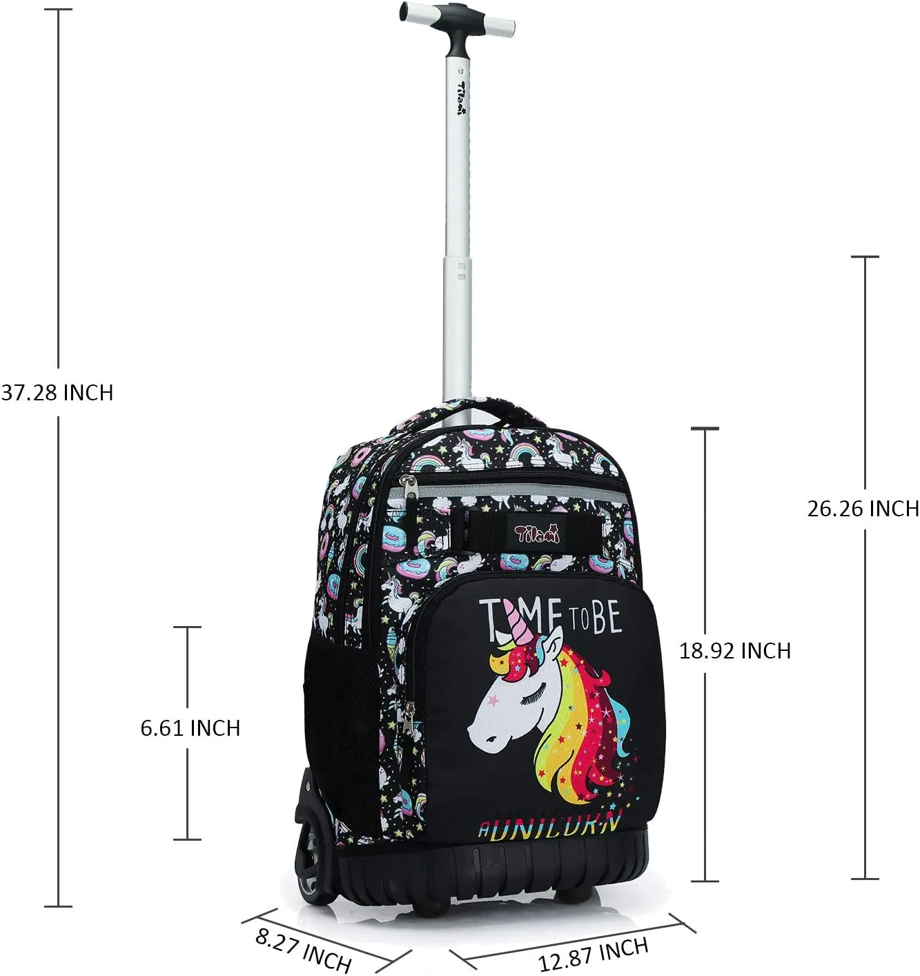 Tilami Rolling Backpack 18 inch Wheeled Backpack School College Student Travel Trip Boys and Girls