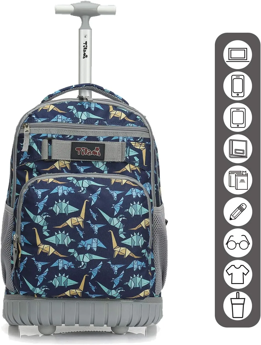 Tilami Rolling Backpack 18 inch Wheeled Backpack School College Student Travel Trip Boys and Girls