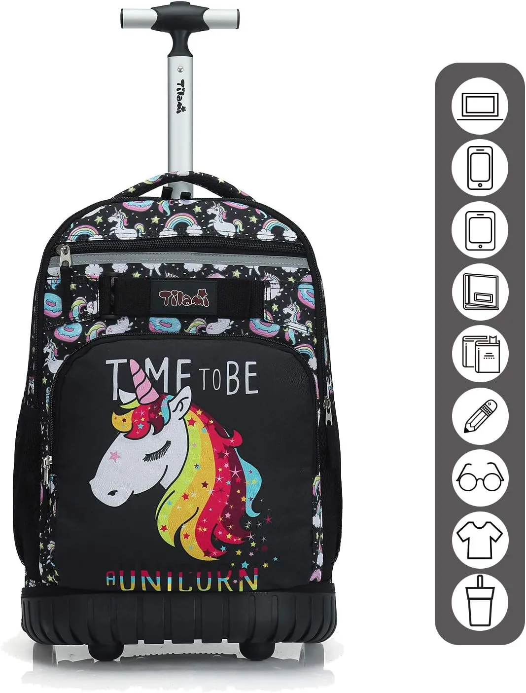 Tilami Rolling Backpack 18 inch Wheeled Backpack School College Student Travel Trip Boys and Girls
