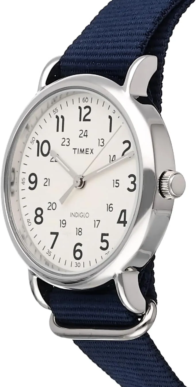 Timex Weekender 38mm Unisex Analog Watch | INDIGLO Backlight | Adjustable Durable Nylon Fabric Slip Through Strap | 24 Hour Time