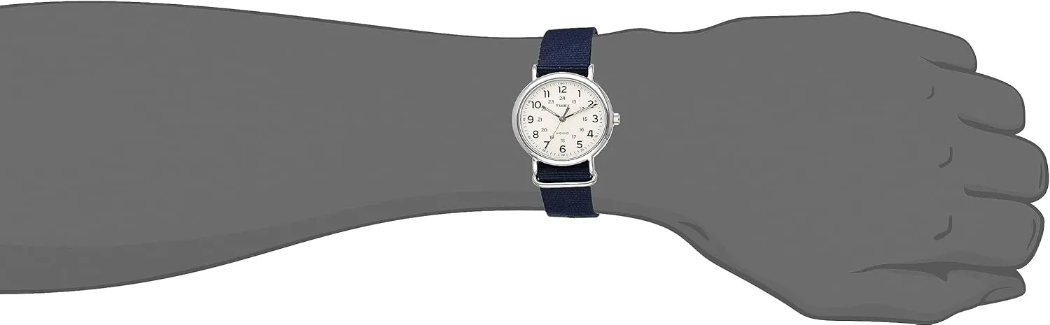 Timex Weekender 38mm Unisex Analog Watch | INDIGLO Backlight | Adjustable Durable Nylon Fabric Slip Through Strap | 24 Hour Time