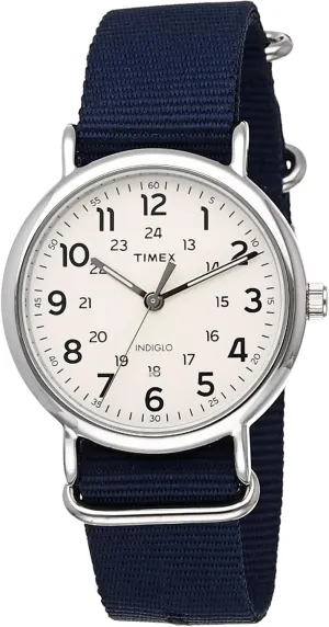 Timex Weekender 38mm Unisex Analog Watch | INDIGLO Backlight | Adjustable Durable Nylon Fabric Slip Through Strap | 24 Hour Time