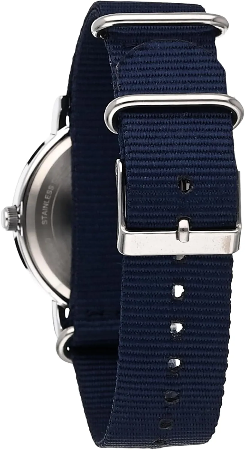 Timex Weekender 38mm Unisex Analog Watch | INDIGLO Backlight | Adjustable Durable Nylon Fabric Slip Through Strap | 24 Hour Time