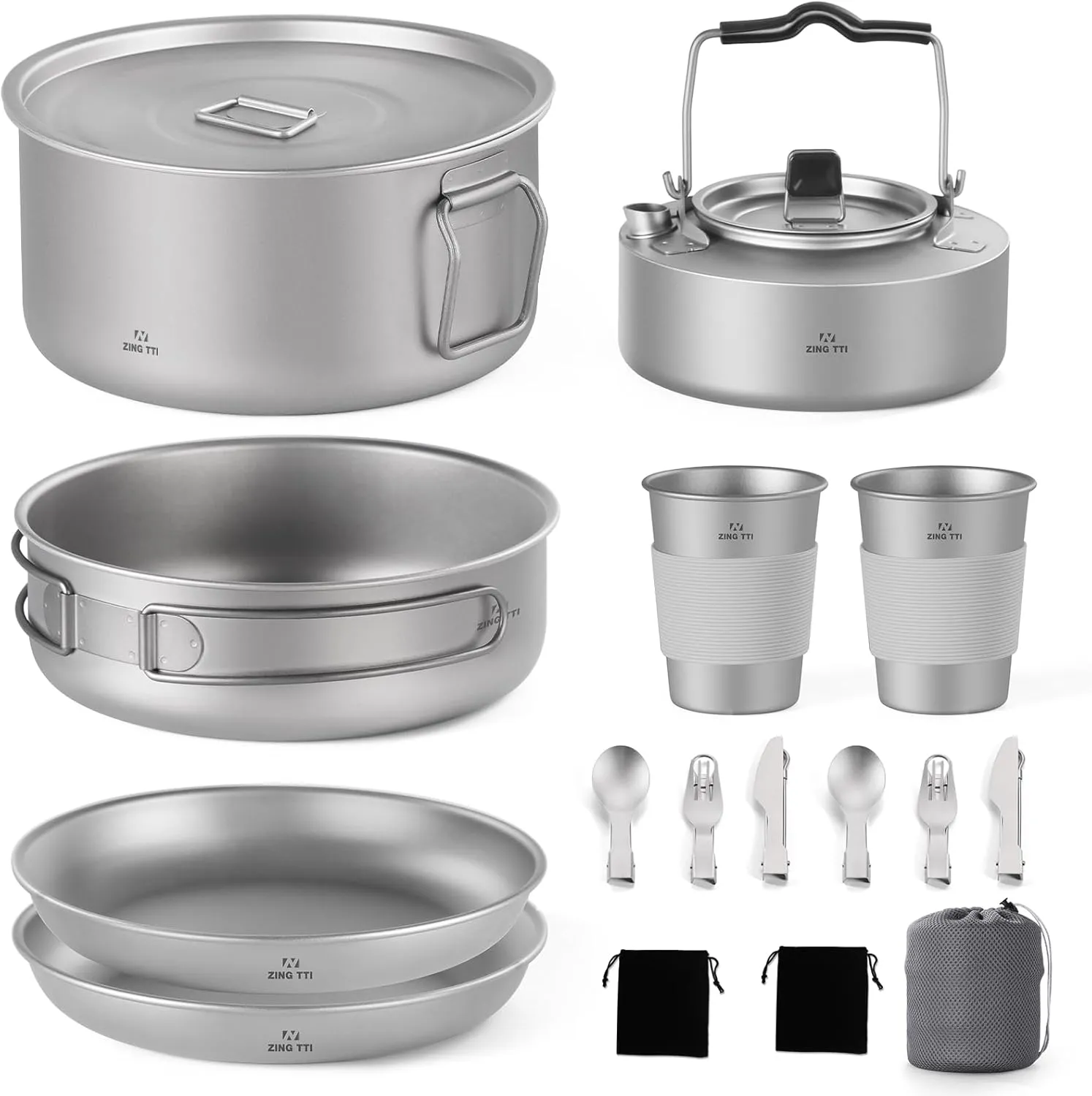 Titanium Pot Set, Camping Cooking Utensil Set